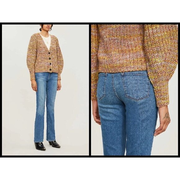 💕BA&SH💕 Gilet Haili Reversible Cardigan Sweater ~ Jaune Knit Medium US 8 - Picture 11 of 16